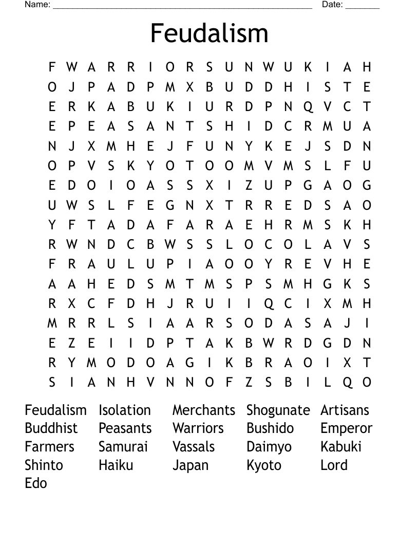 Feudalism  Word Search
