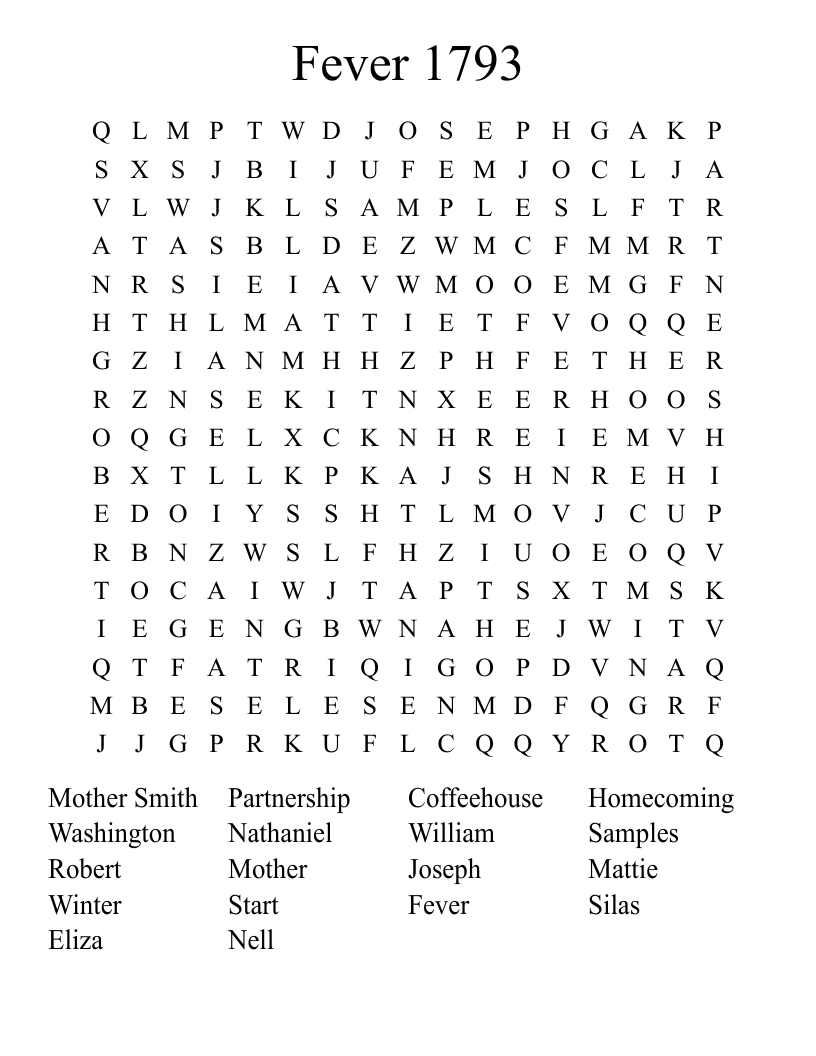 Fever 1793 Word Search