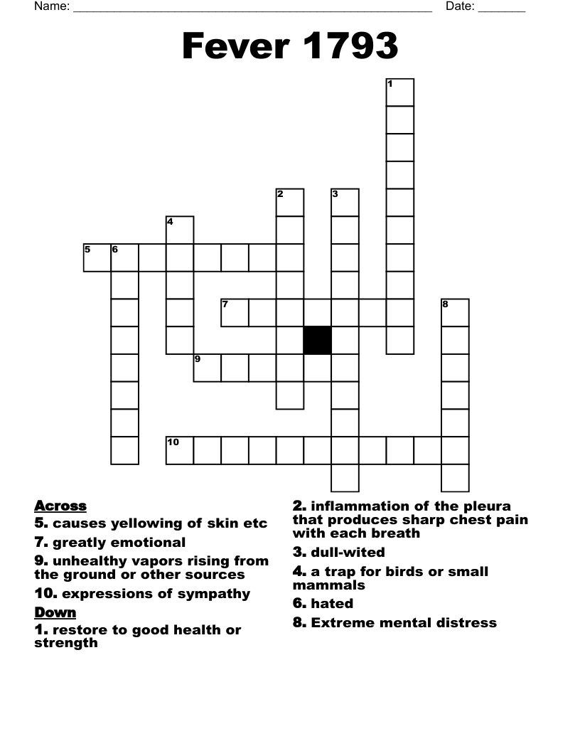 Fever 1793 Crossword