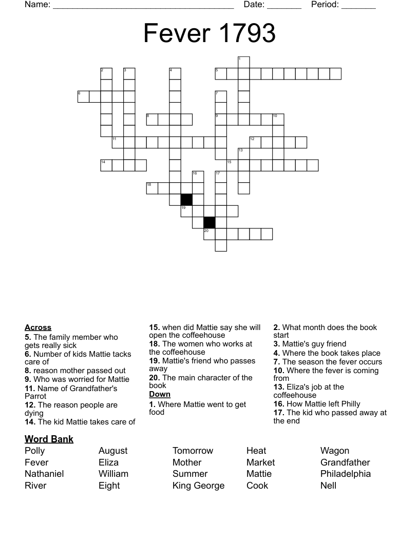 Fever 1793 Crossword