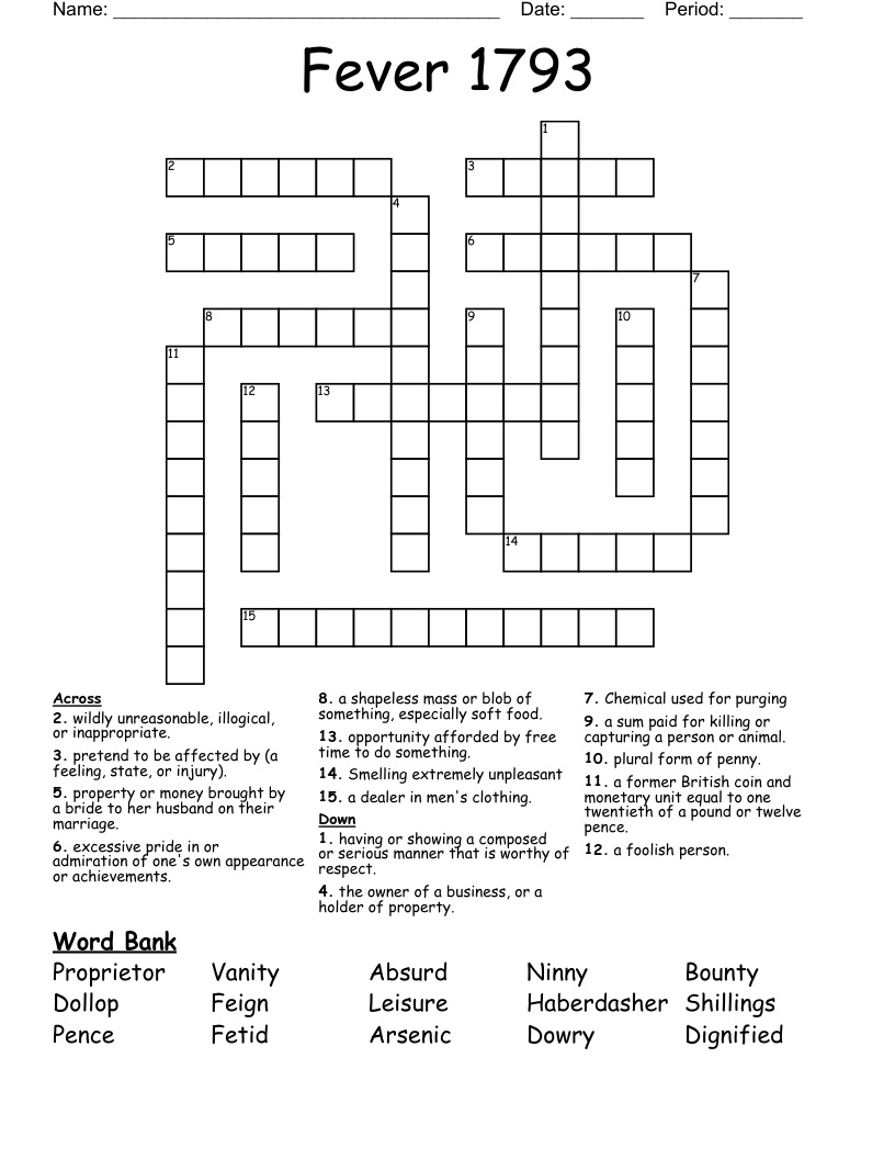 Fever 1793 Crossword