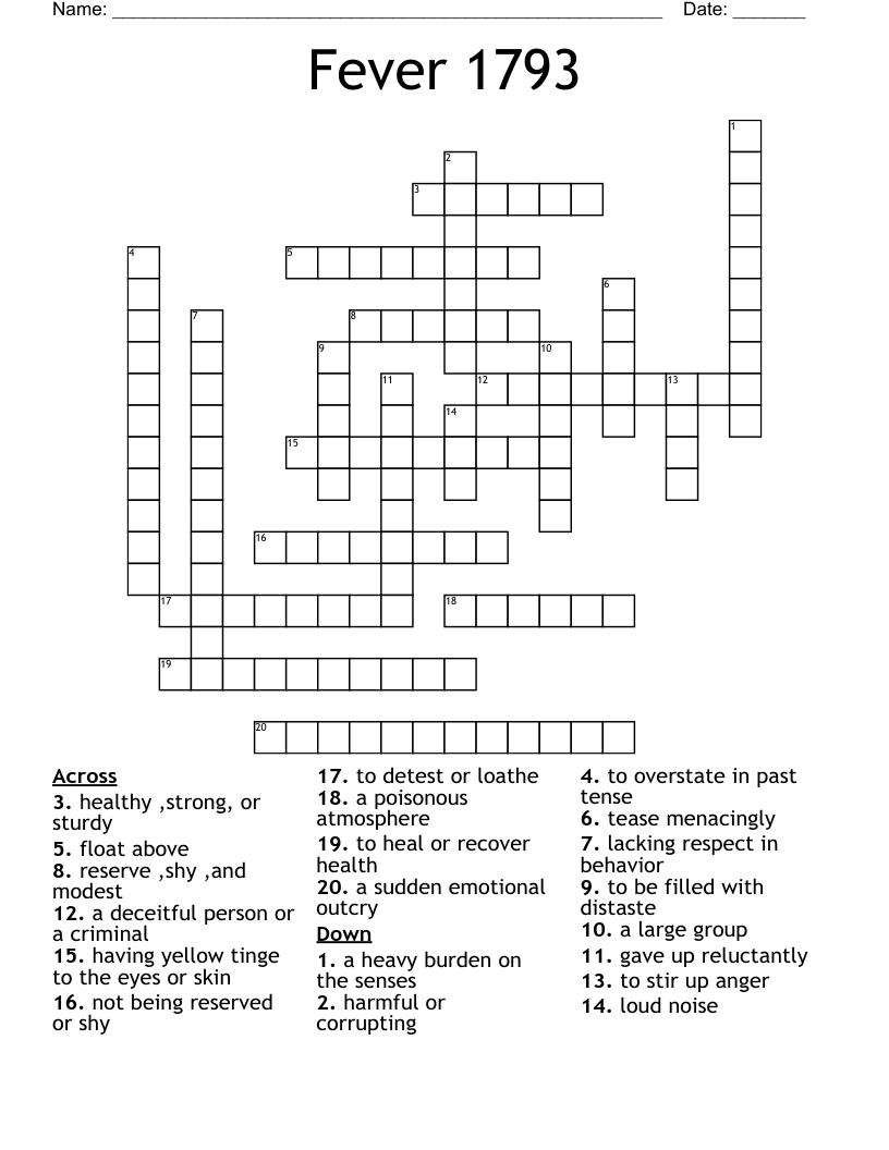 Fever 1793 Crossword