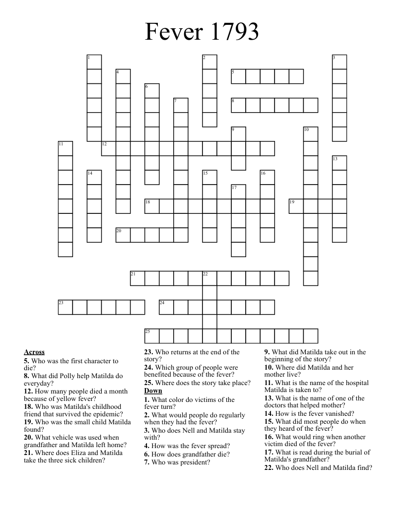 Fever 1793 Crossword