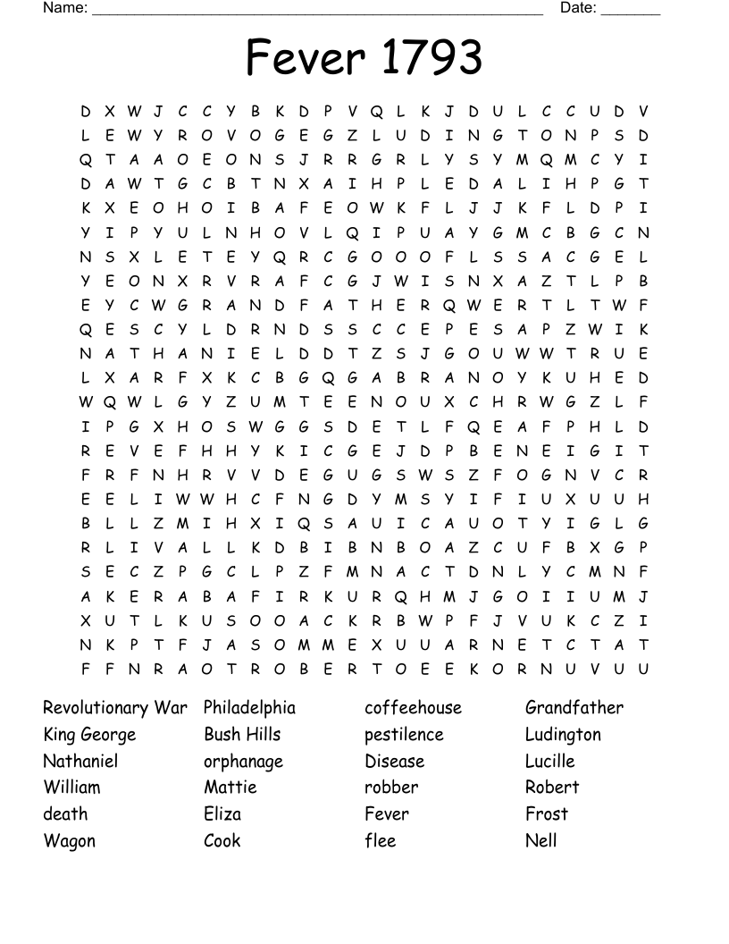 Fever 1793 Word Search