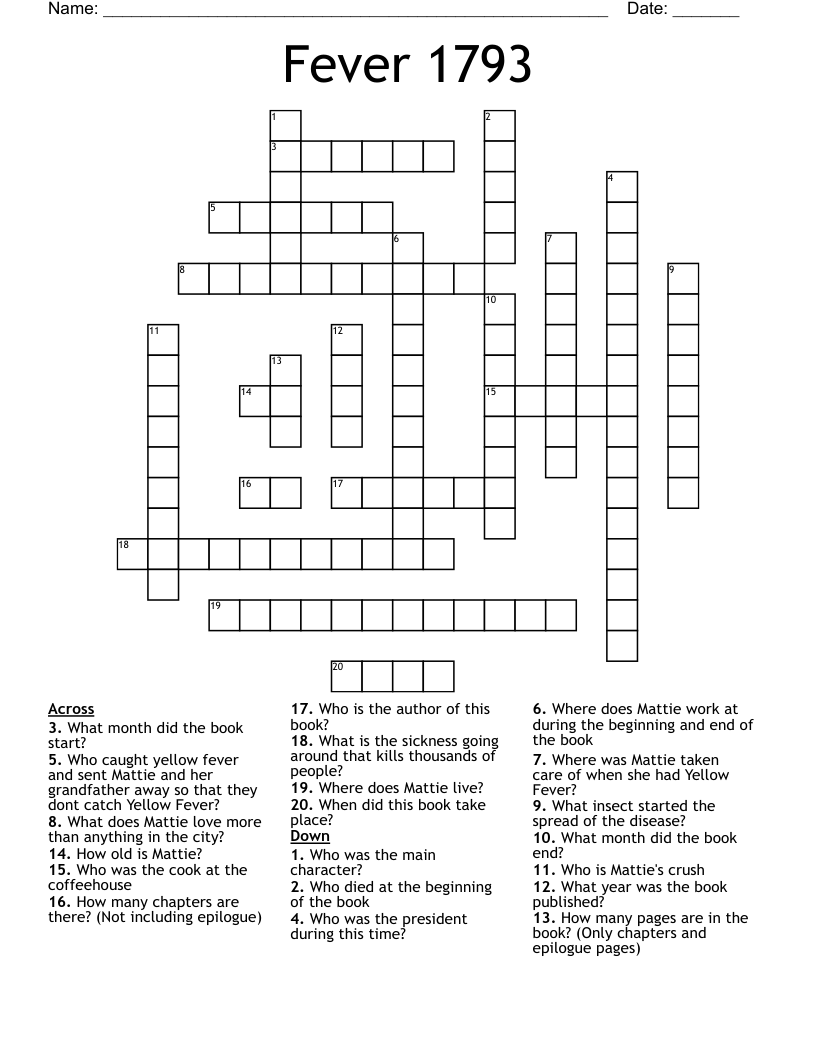 Fever 1793 Crossword
