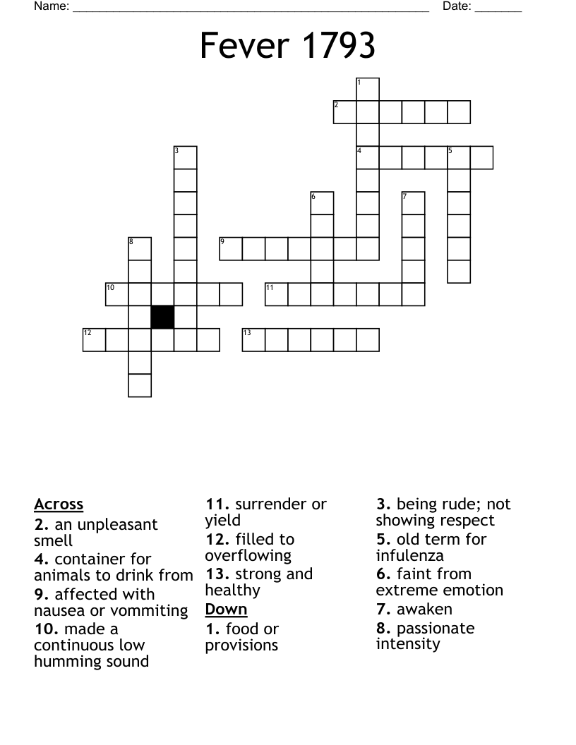 Fever 1793 Crossword