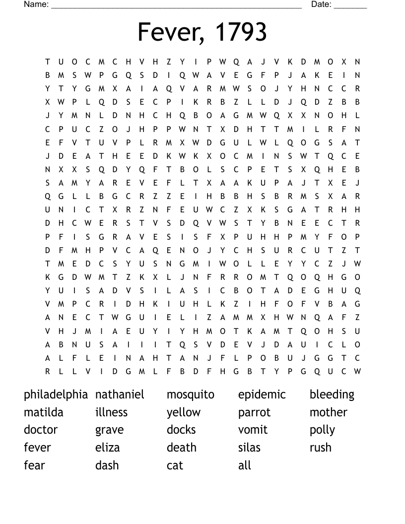 Fever, 1793 Word Search
