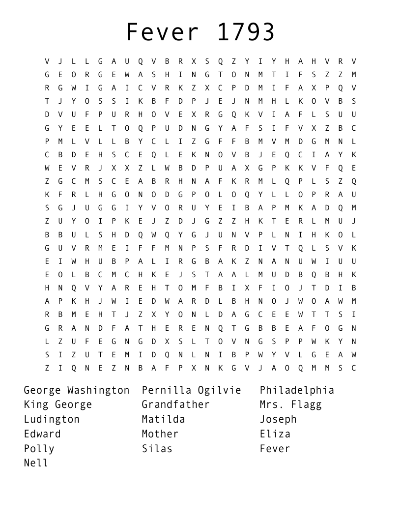 Fever 1793 Word Search