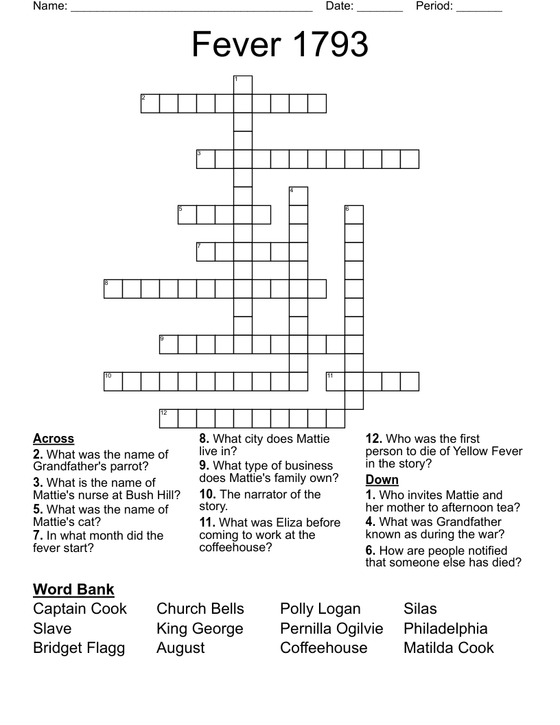 Fever 1793 Crossword