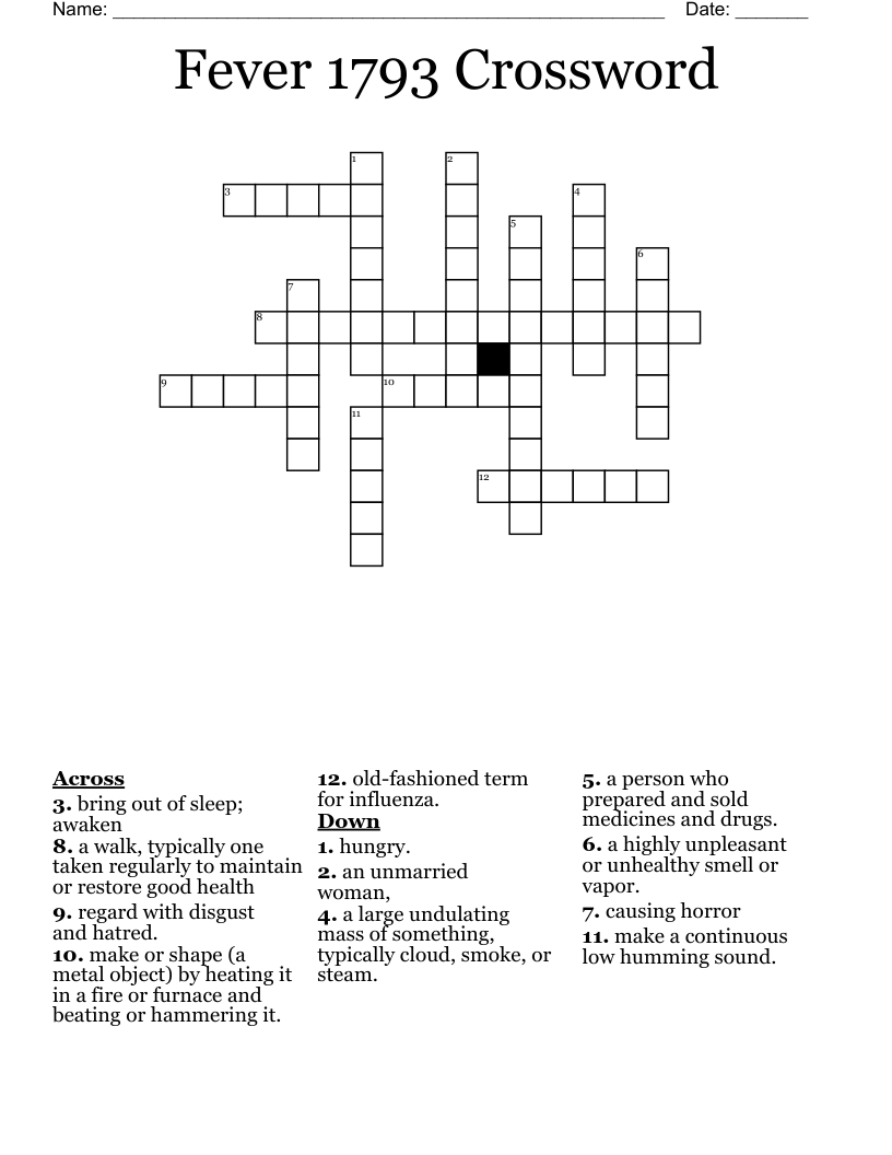 Fever 1793 Crossword