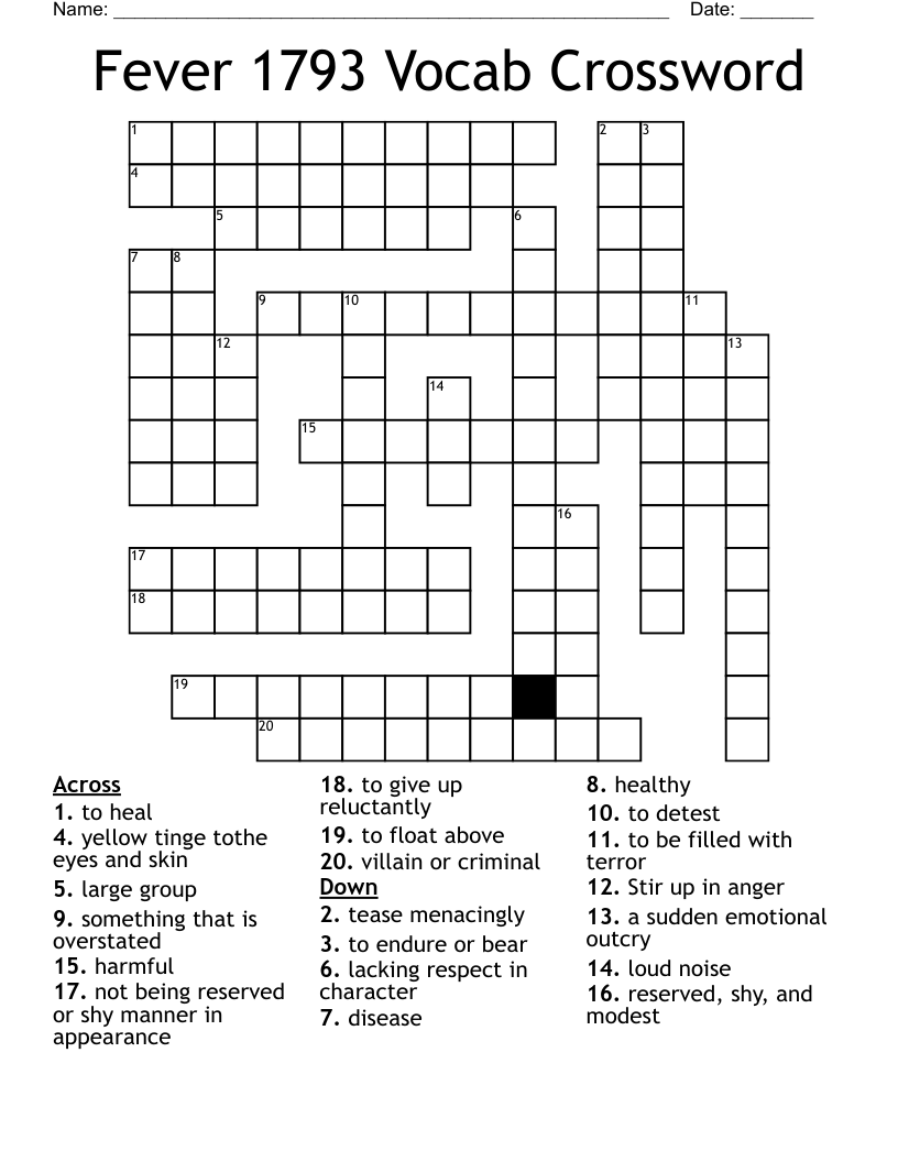 Fever 1793 Vocab Crossword