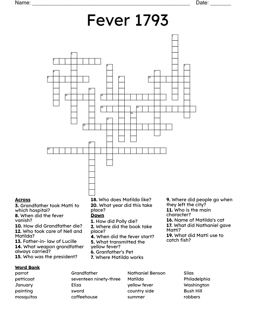 Fever 1793  Crossword
