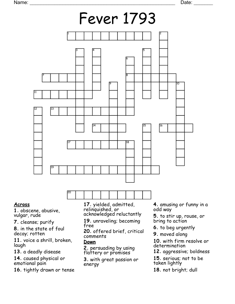 Fever 1793  Crossword
