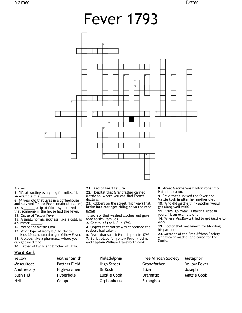 Fever 1793  Crossword