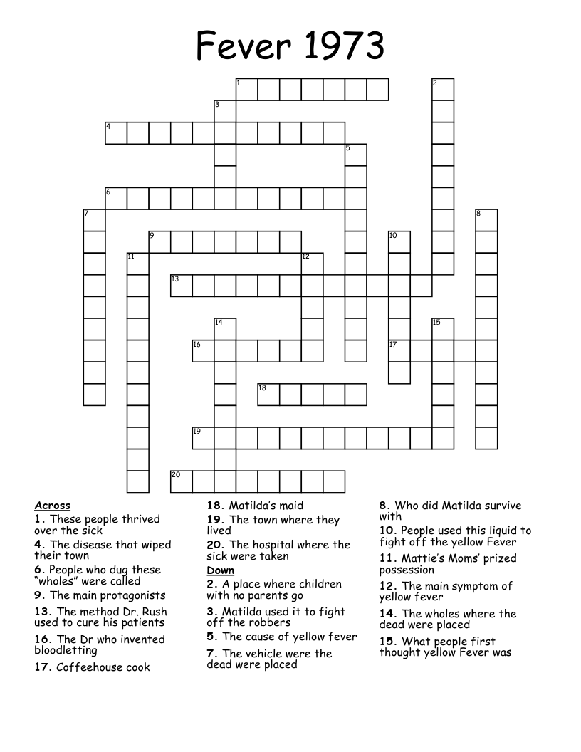 Fever 1973 Crossword