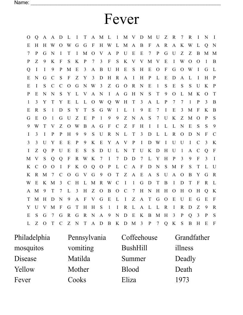 Fever Word Search