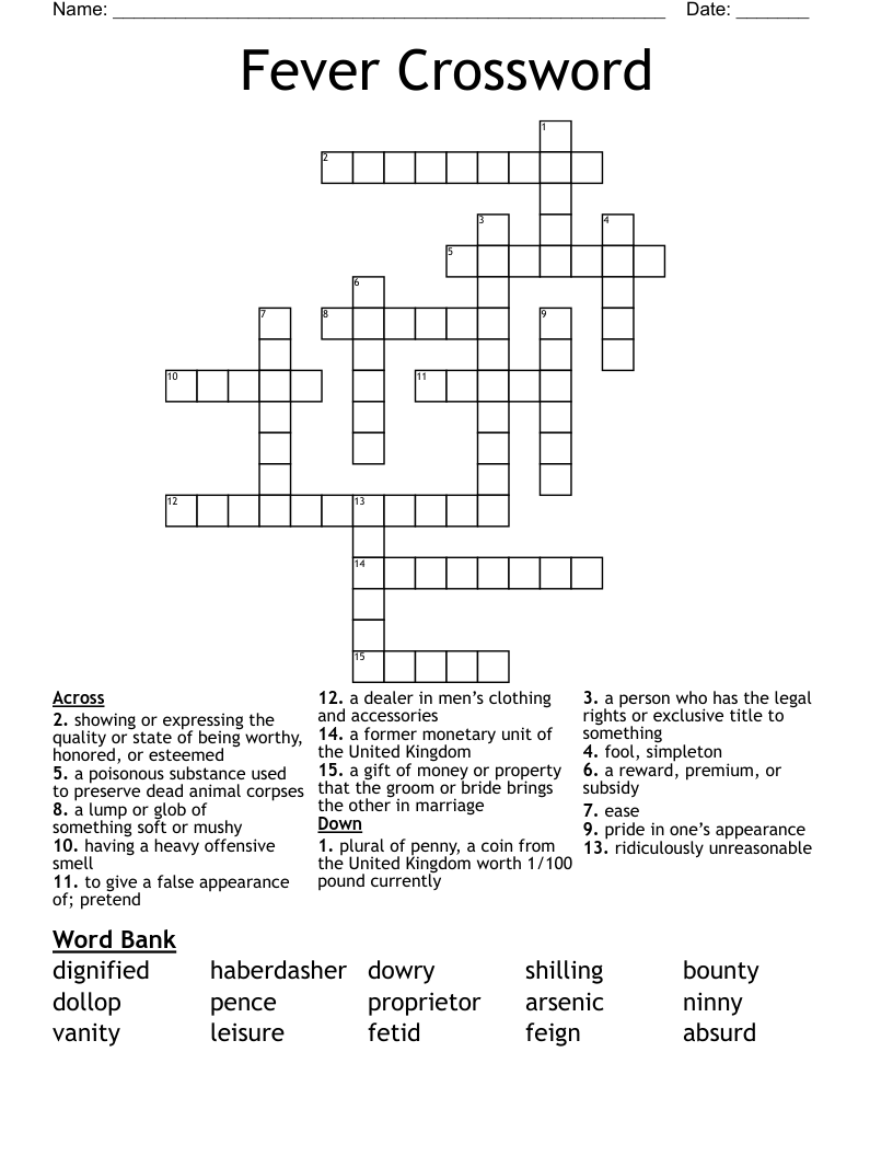 Fever Crossword