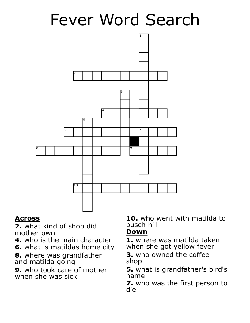 Fever Word Search Crossword