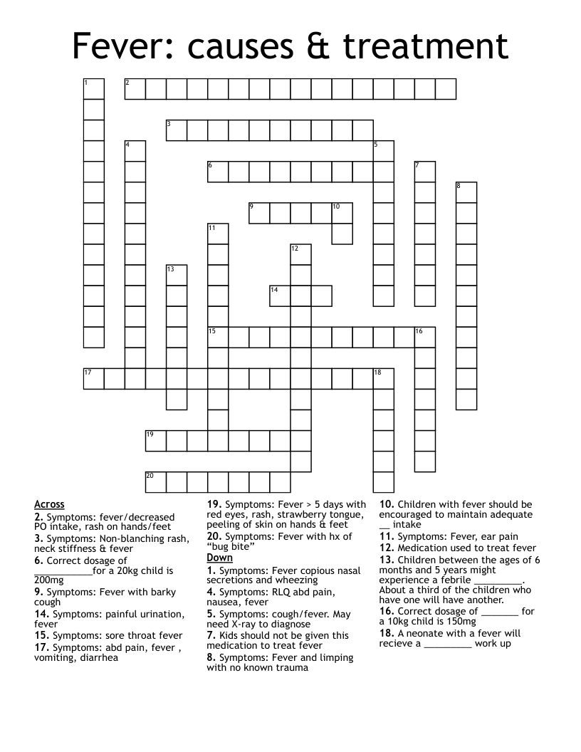 Fever: causes & treatment Crossword