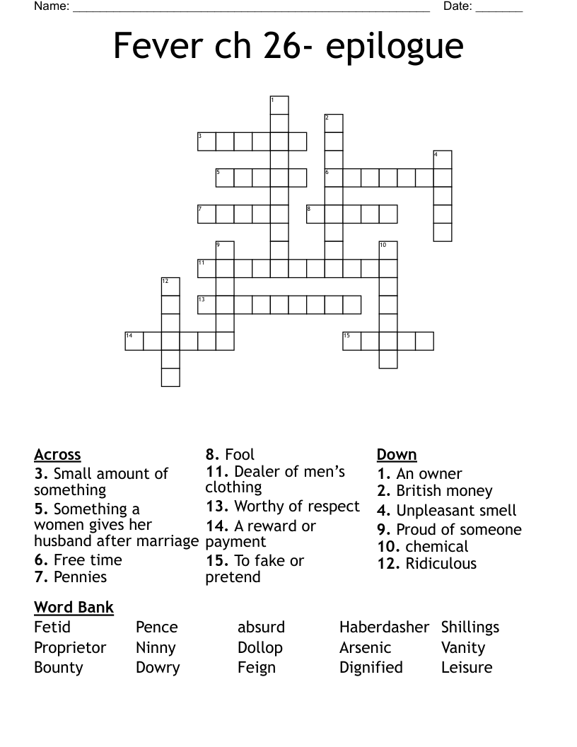 Fever ch 26- epilogue  Crossword