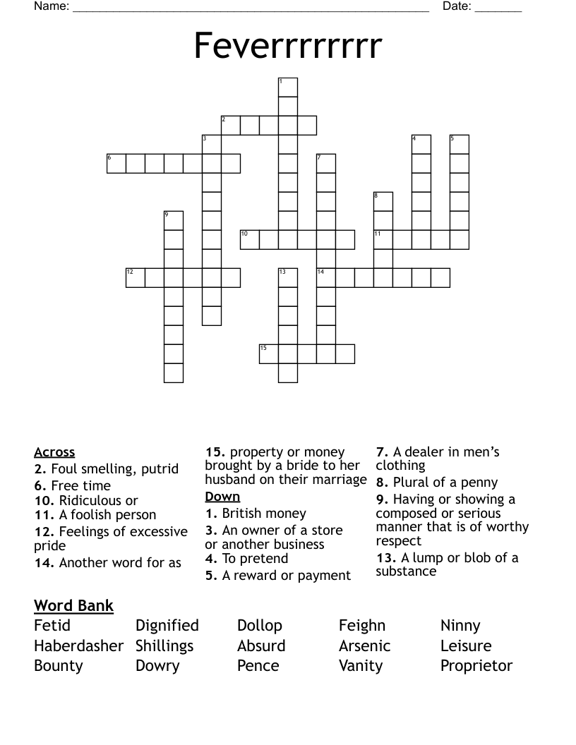Feverrrrrrrr Crossword
