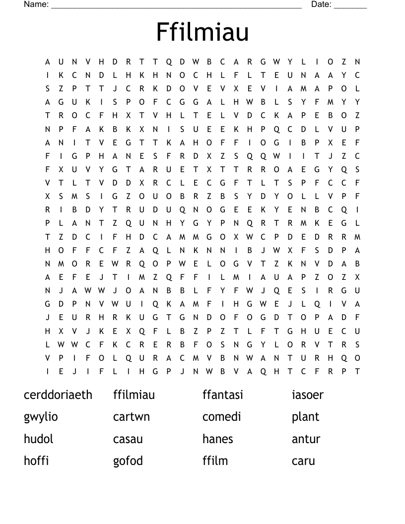 Ffilmiau Word Search