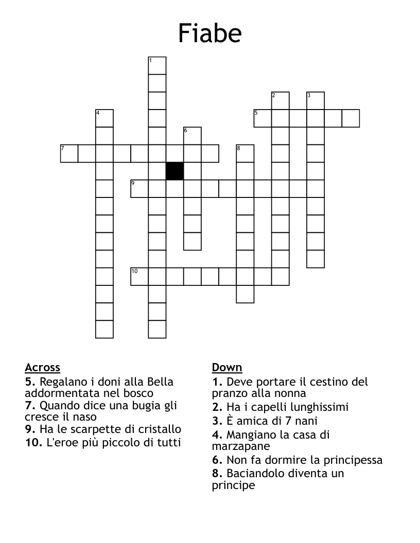 Fiabe Crossword