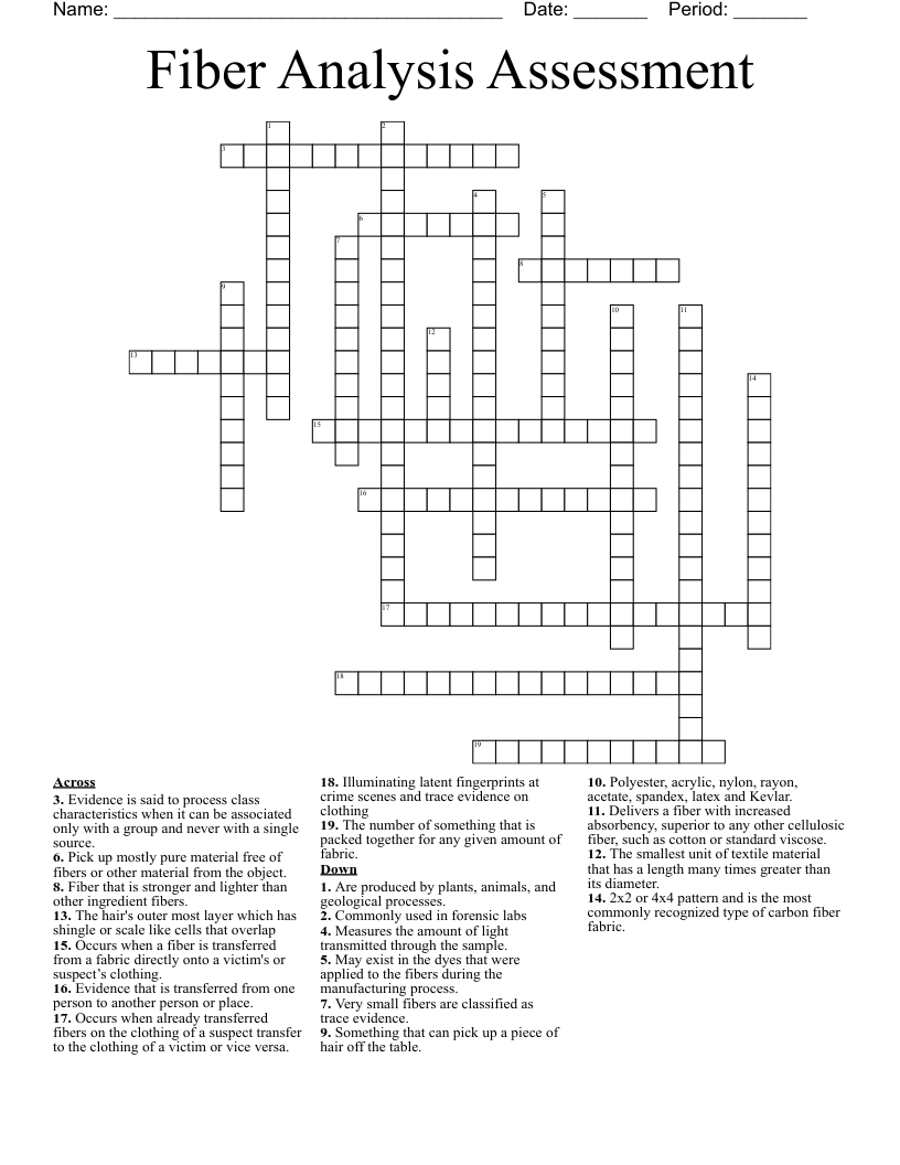Fiber Analysis Assessment Crossword