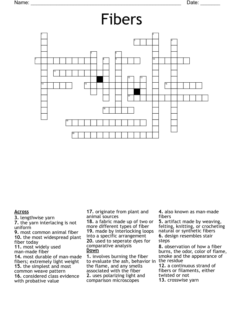 Fibers Crossword