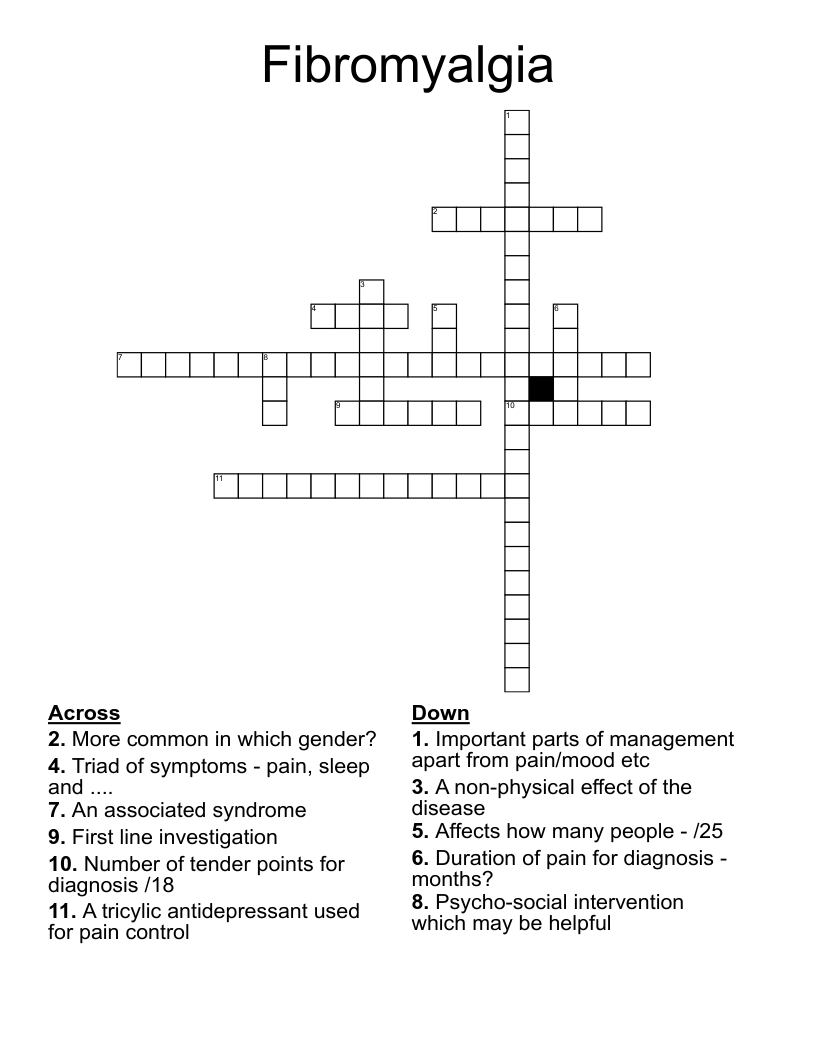 Fibromyalgia Crossword