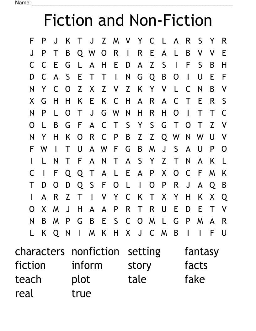 Fiction and Non-Fiction Word Search