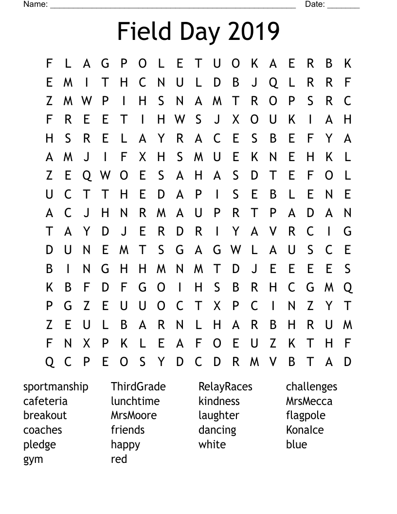 Field Day 2019 Word Search