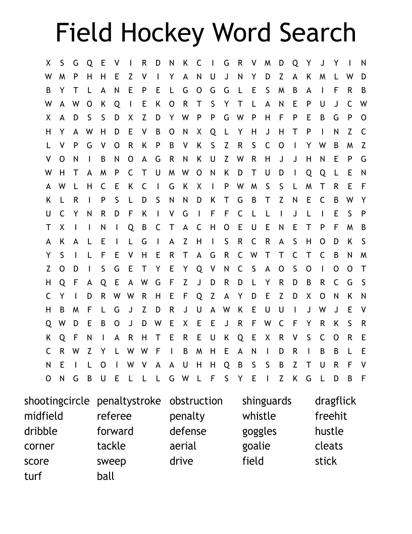 Field Hockey Word Search