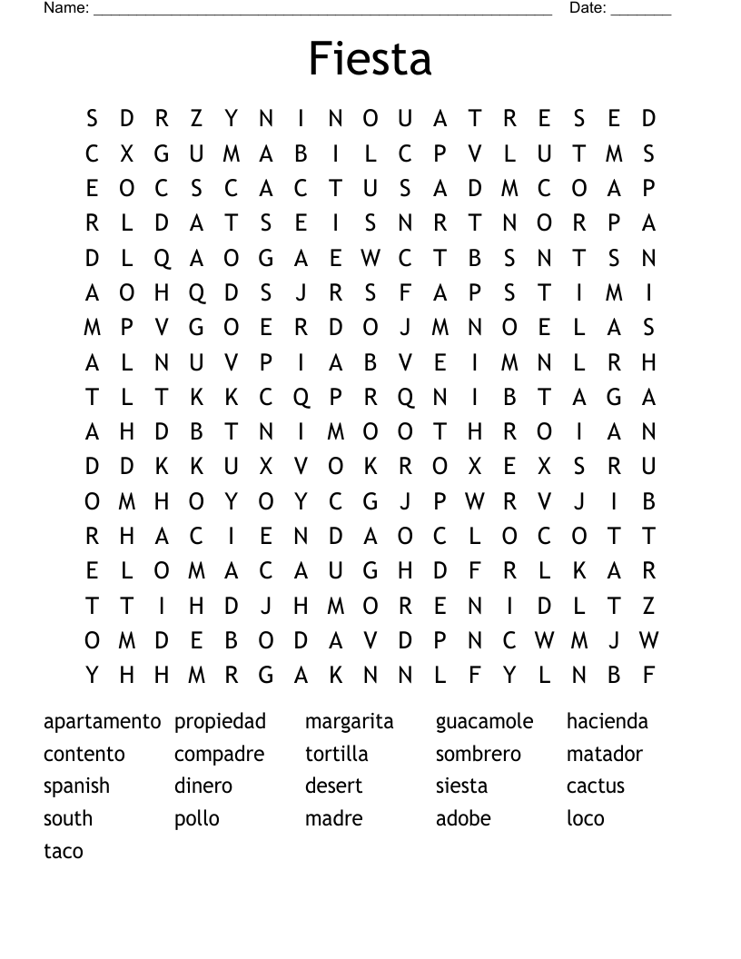 Fiesta Word Search