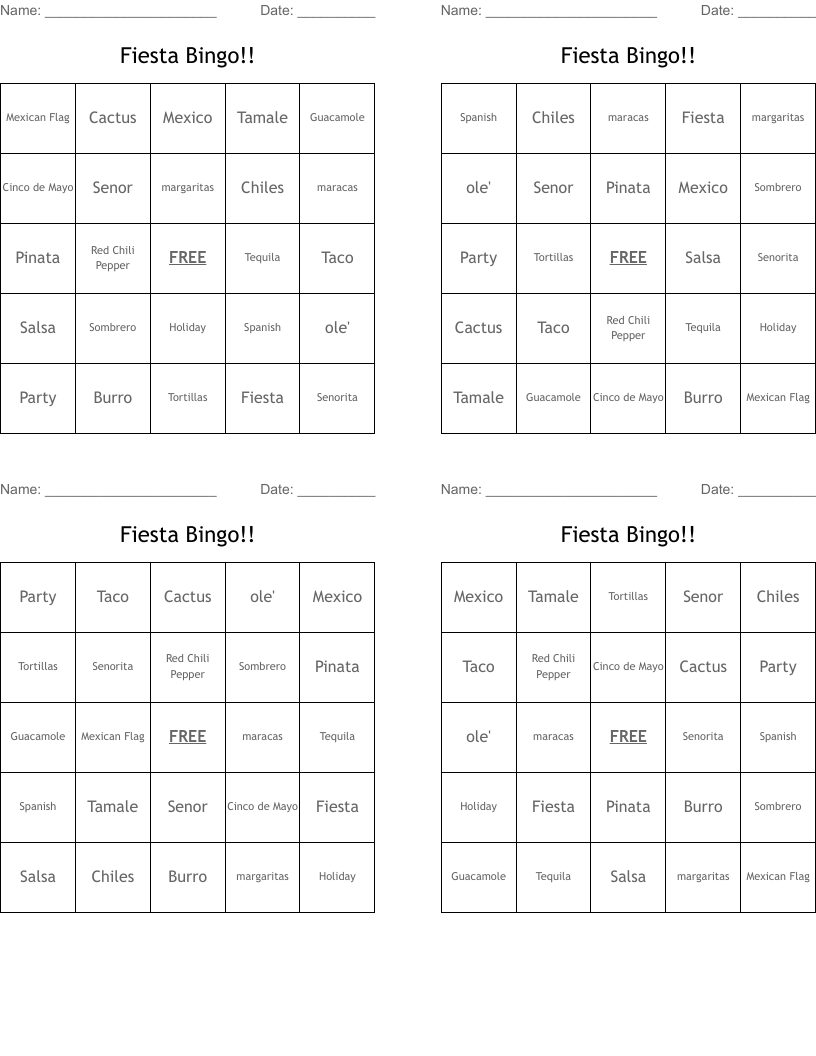 Fiesta Bingo!!