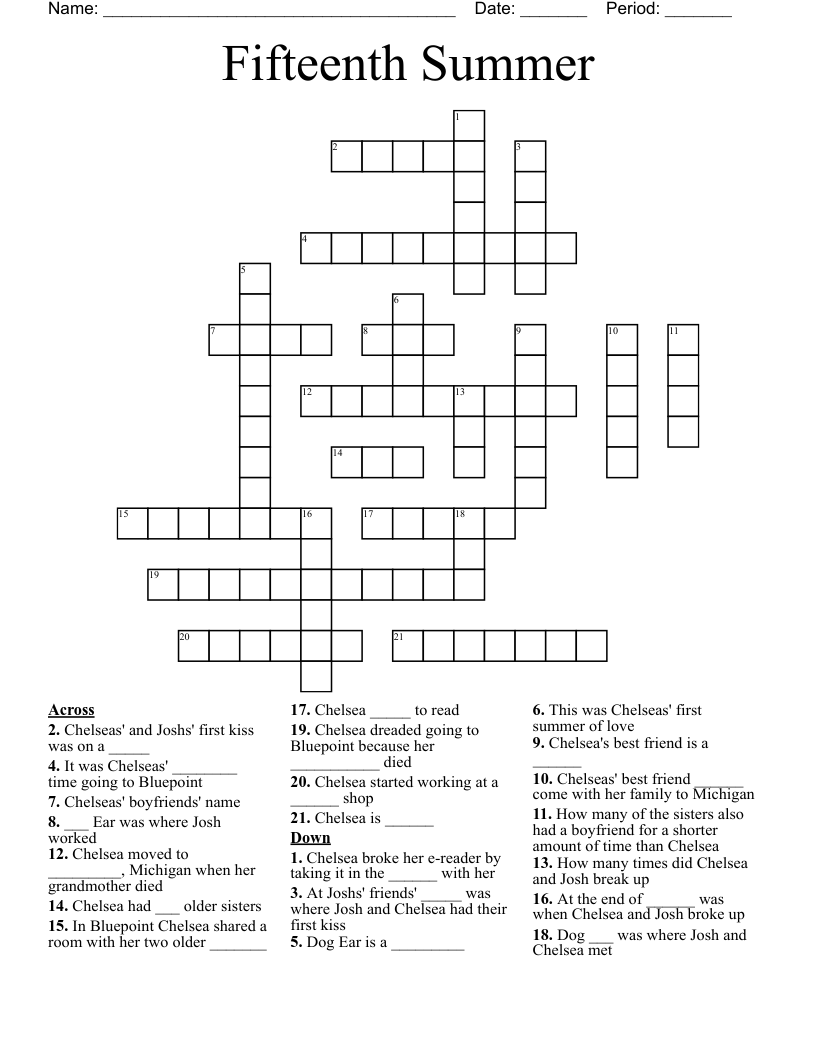 Fifteenth Summer Crossword