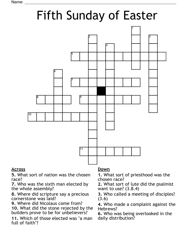 Fifth Sunday of Easter Crossword