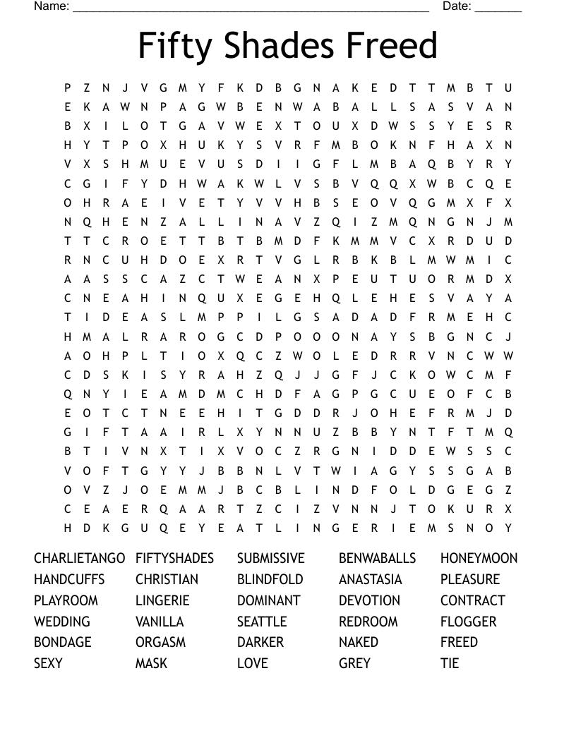 Fifty Shades Freed Word Search