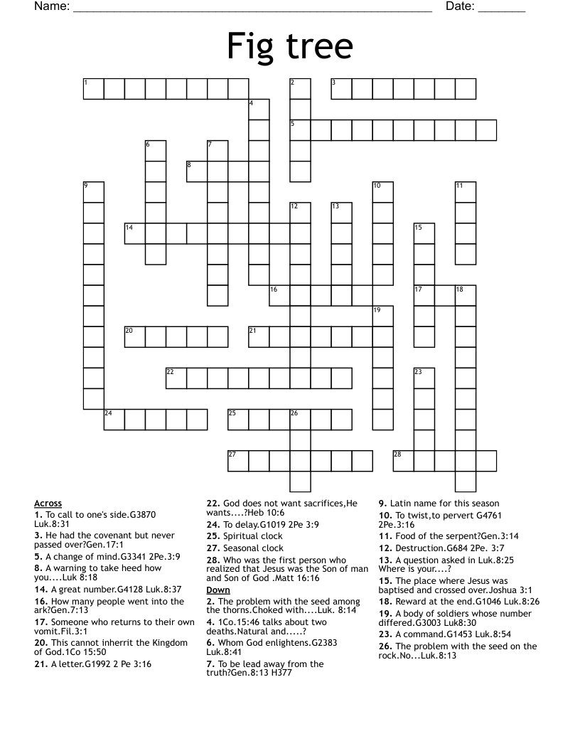 Fig tree Crossword