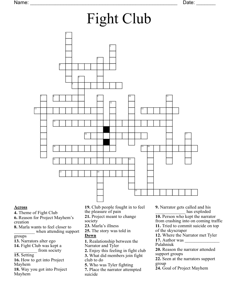 Fight Club Crossword