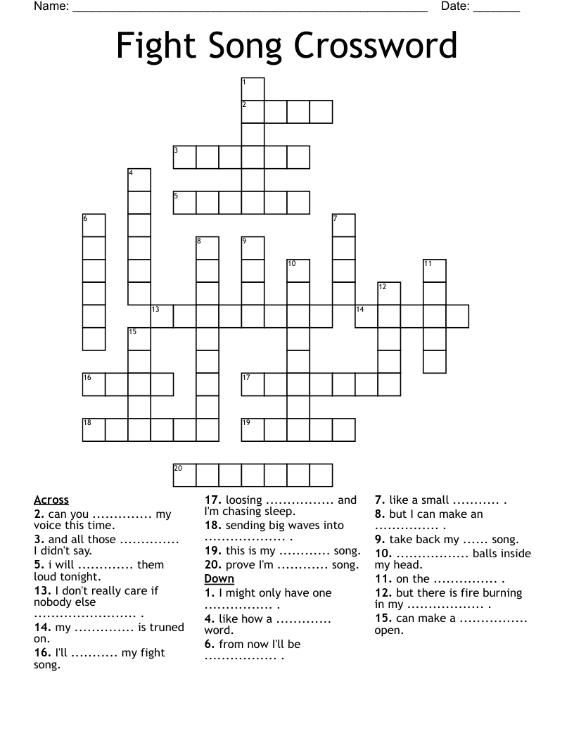 Fight Song Crossword