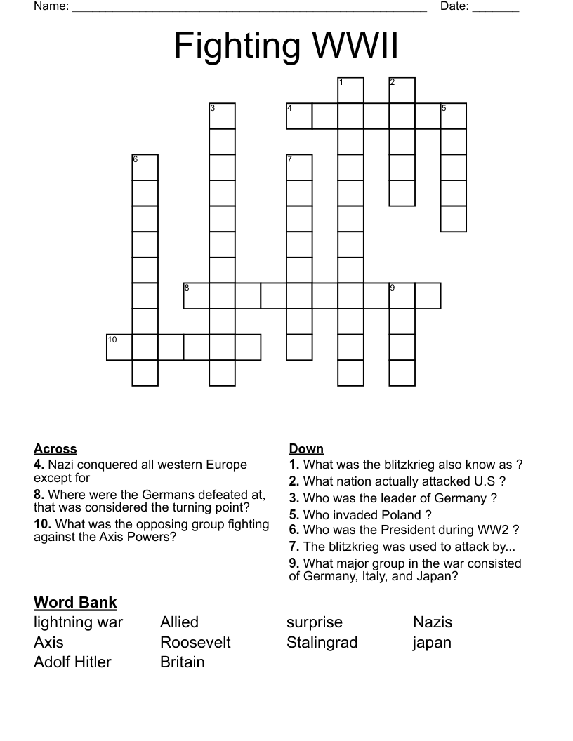 Fighting WWII Crossword