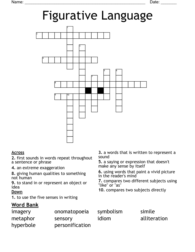 Figurative Language Crossword