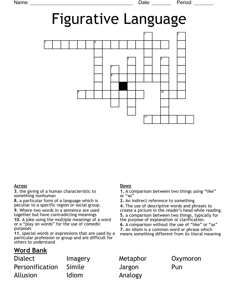 Figurative Language Crossword