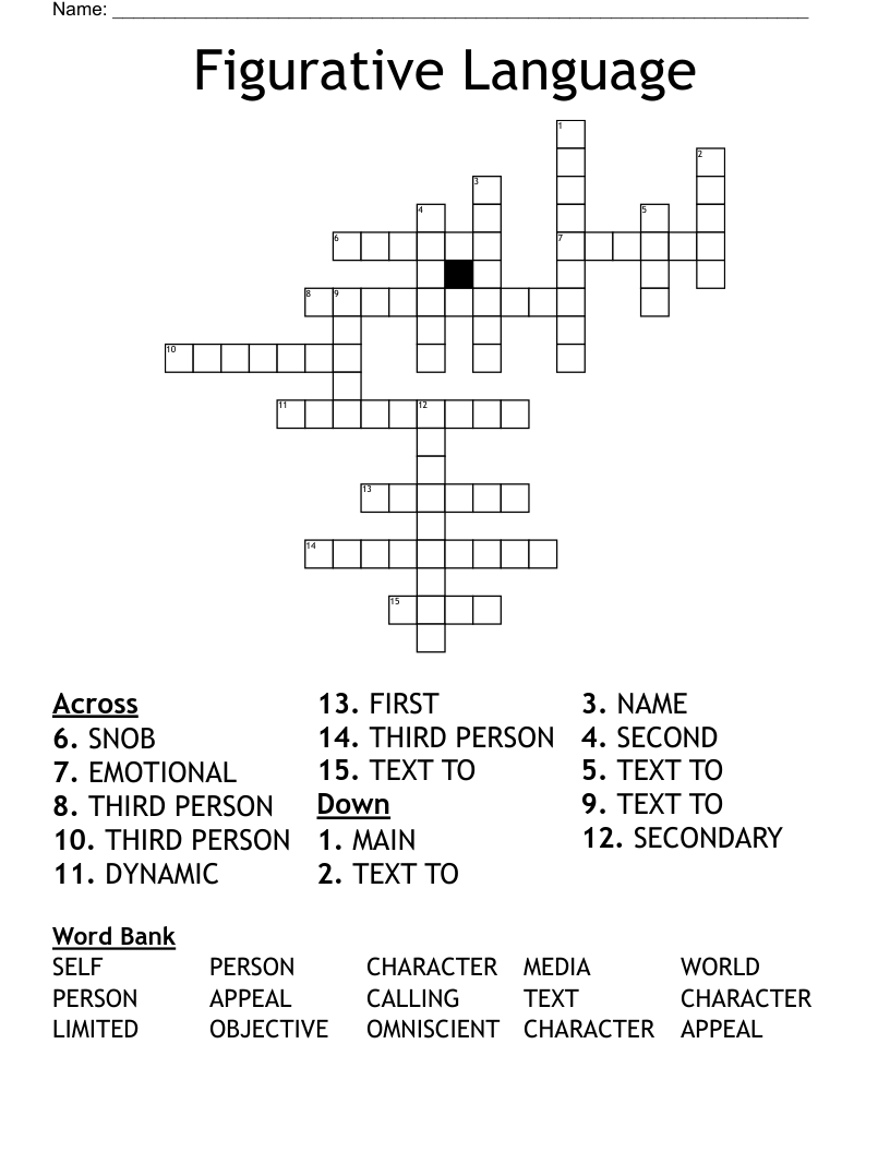 Figurative Language Crossword