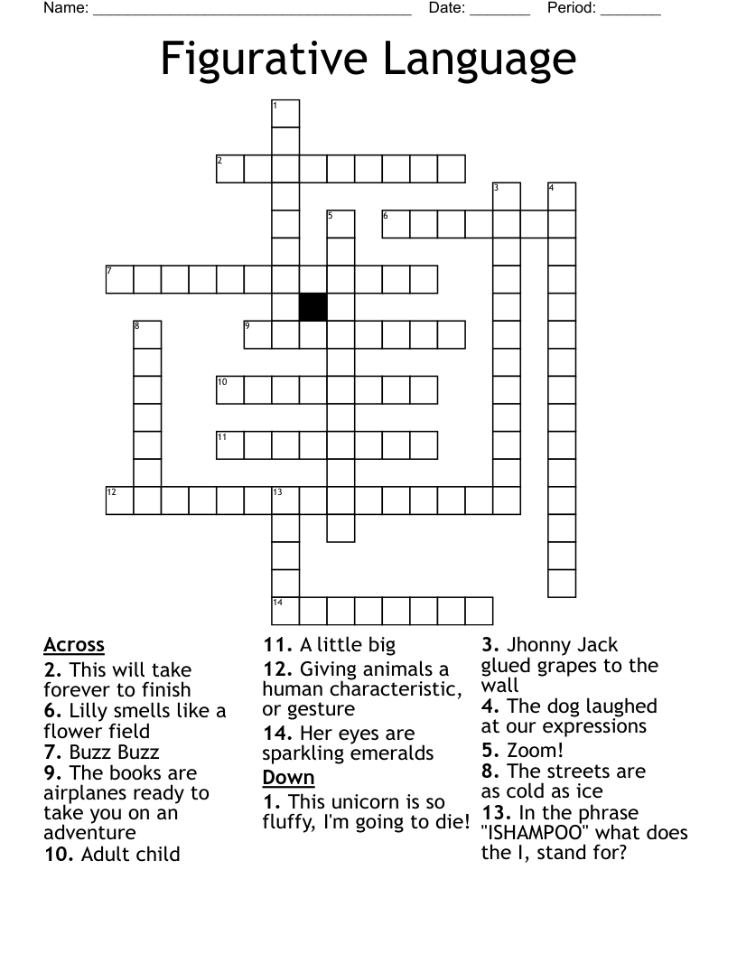 Figurative Language Crossword