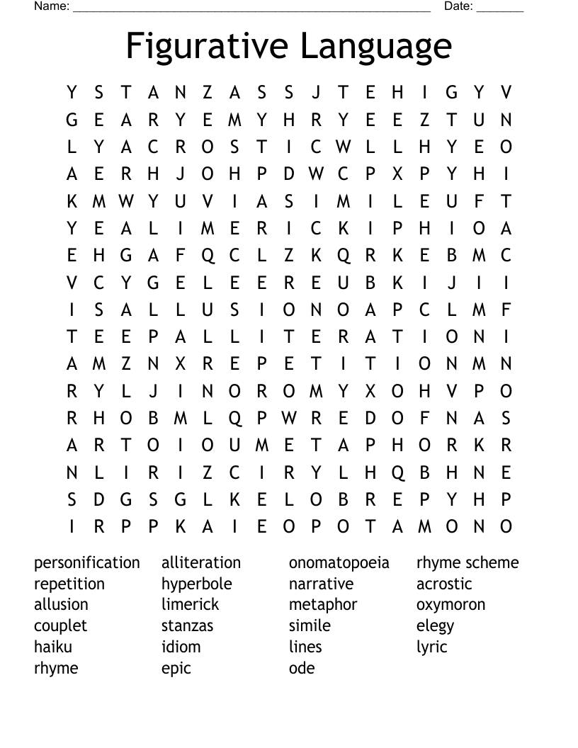 Figurative Language Word Search