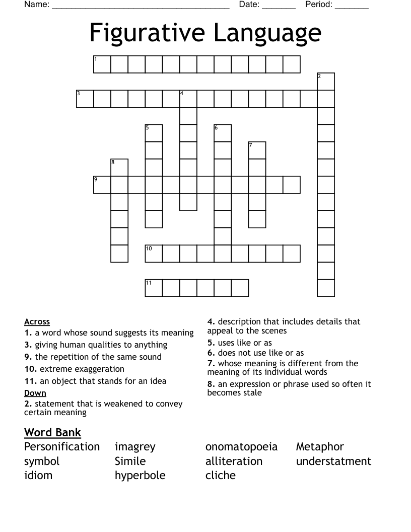Figurative Language Crossword