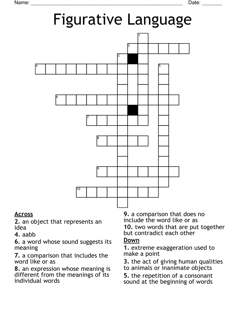 Figurative Language Crossword