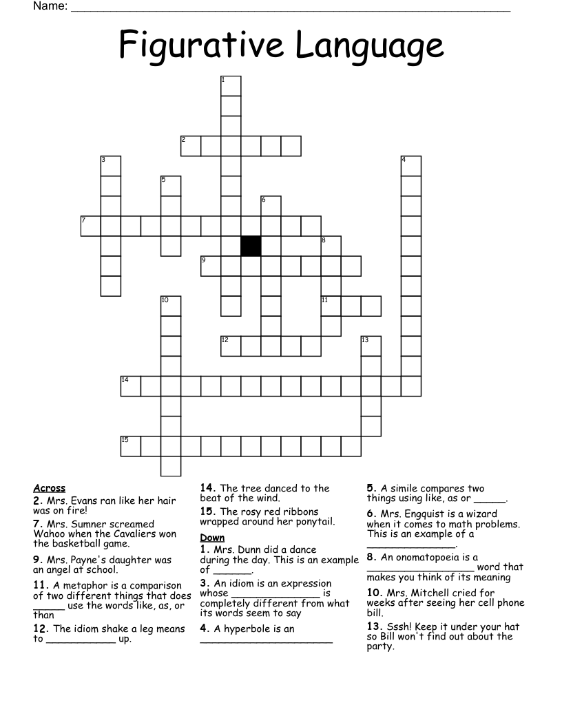 Figurative Language Crossword